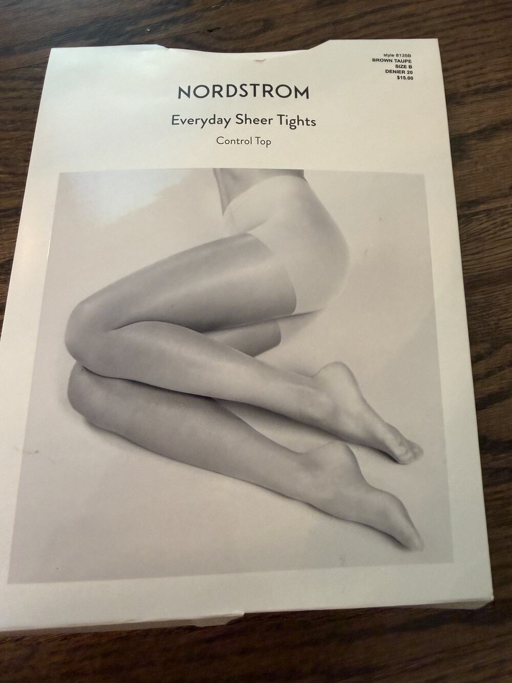 Nordstrom Everyday Sheer Tights Brown Taupe Control Top Sz B NIB
